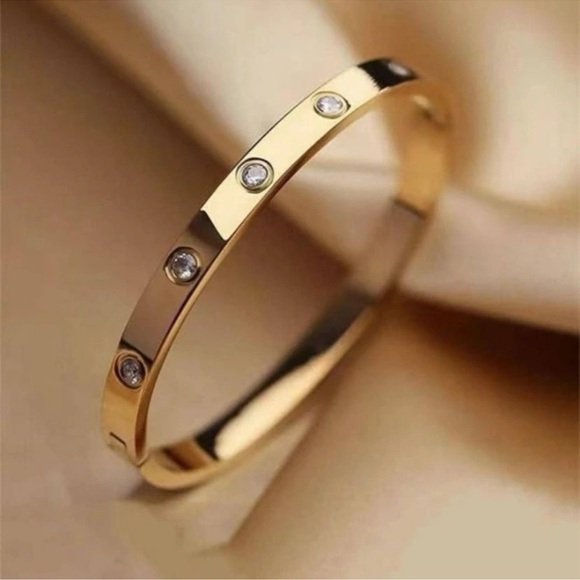 Crystal Gold Orbit Bangle - Picture 1 of 3